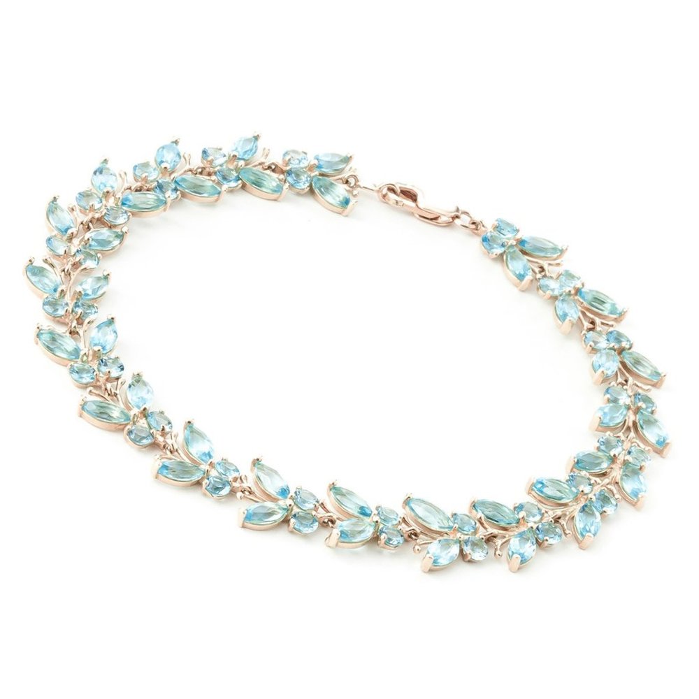 14K. SOLID GOLD BUTTERFLY BRACELET WITH BLUE TOPAZ (Rose Gold)